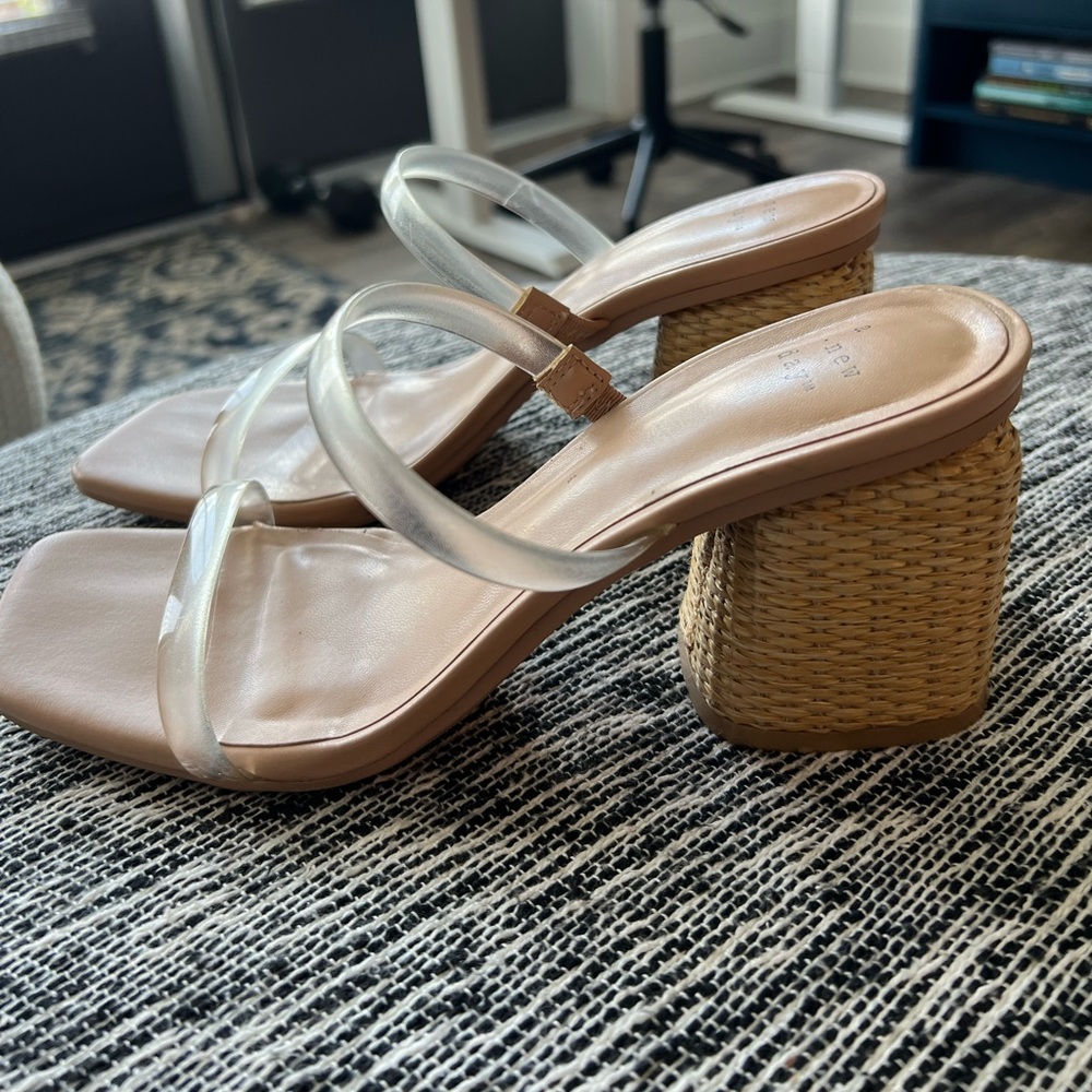 Blocked heel, clear straps! Only worn twice!